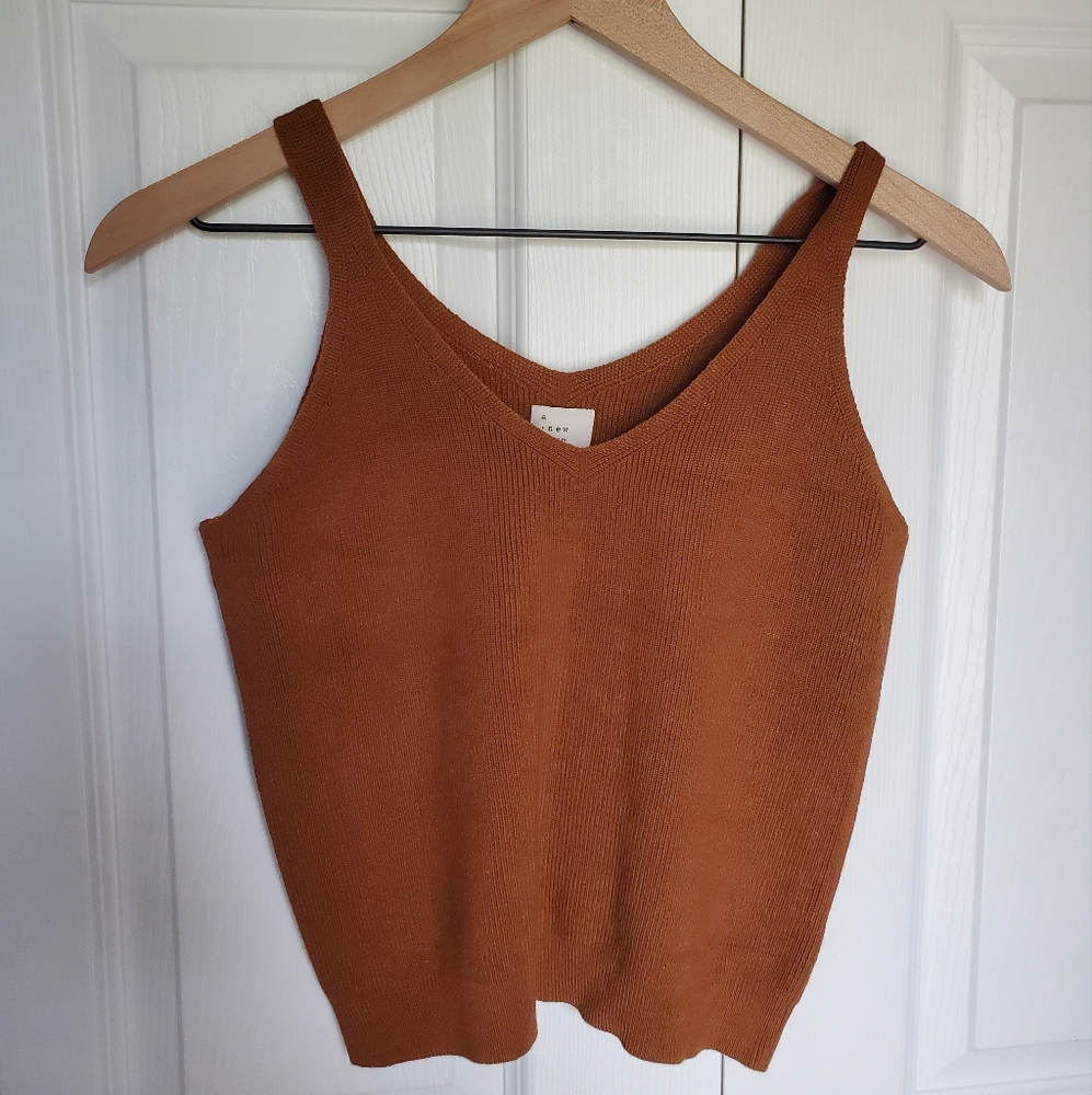 A New Day Brown Sweater Knit Tank Top